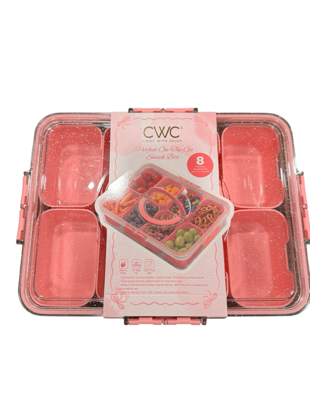 Cookwcolor Pink Silicone Meal Prep Container Set